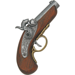 Denix 1018G Baby Philadelphia Derringer with Nickel Silver Barrel, Fittings and Trim