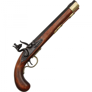 Denix 1136L Kentucky Flintlock Pistol Blued Finish Barrel with Antique Brass