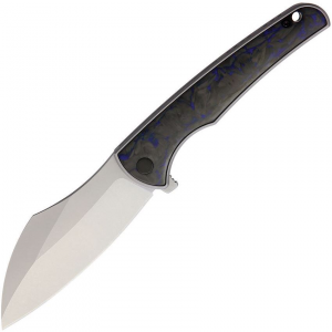 VDK 037 Vice Stonewashed Framelock Knife Gray/Blue Marbled Carbon Fiber Handles