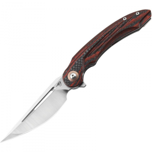 Bestech G25E Irida Linerlock Knife Carbon Fiber/Red/Black G10 Handles