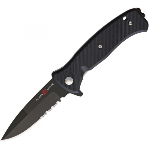 Al Mar K2205 Mini SERE 2020 Black Assist Open Linerlock Knife Black Handles