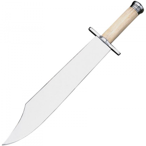 Windlass 400266 Texas Bowie Satin Fixed Blade Knife Natural Smooth Bone Handles