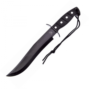 Frost TX0004 Desert Dog Bowie Black Fixed Blade Knife Black Handles