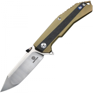 Defcon Blade Works 53442 Atlas Framelock Knife Gold Handles