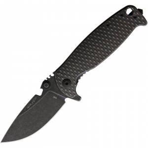 DPx Gear HSF014 HEST/F Black Stonewashed Framelock Knife Black Handles