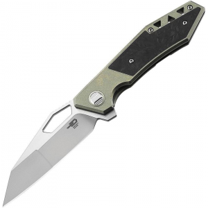 Bestech Knives T1907B FRACTAL Framelock Knife Green Handles
