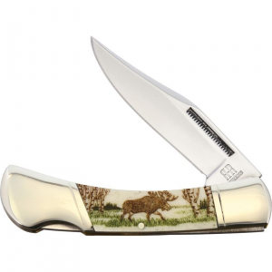 Alaska Scrimshaw Connection C5 Moose Lockback Knife