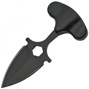 China Made 211502 Skull Push Dagger Black Fixed Blade Knife Black Handles