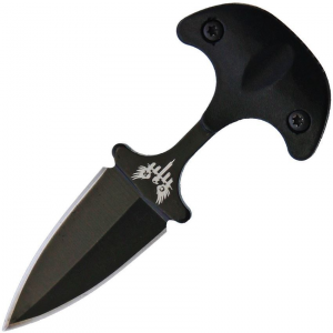 Combat Ready Knives 112 Neck Black Fixed Blade Knife Black Handles