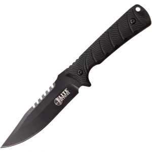 Elite Tactical FIX005BK Tactical Bowie Black Fixed Blade Knife Black Handles