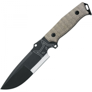 Fox 610 Sherpa Black Fixed Blade Knife OD Green Handles