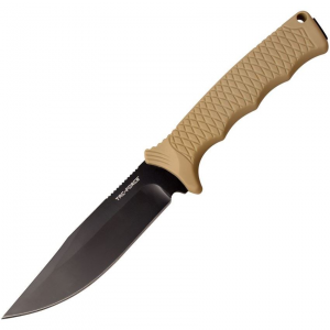Tac Force FIX012TN Black Fixed Blade Knife Tan Handles