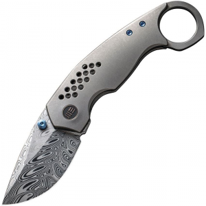 WE 22013DS1 Envisage Damascus Framelock Knife Gray Handles