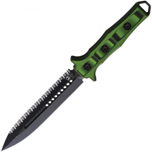Heretic 0038CGRNBLK Nephilim Battleworn Fixed Blade Knife Black/Green Handles