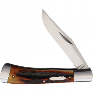 Old School Knifeworks 1AS Ruple 1 Trapper Amber Stag