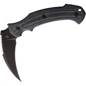 Bastinelli Creations 249 Grumpy Black Fixed Blade Knife Black Micarta Handles