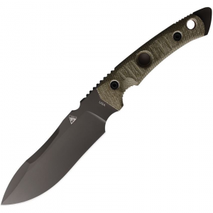Fobos 071 Tier1-BC Gray Fixed Blade Knife Green Micarta Handles