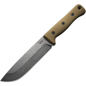 Reiff 611CTGL F6 Leuku Survival Carbon Fixed Blade Knife Tan Handles