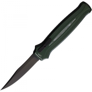 Piranha 19GT Auto Rated-R OTF Black Knife Green Handles