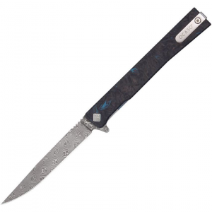 Ocaso 10IFB Solstice Damascus Knife Dark Blue Handles