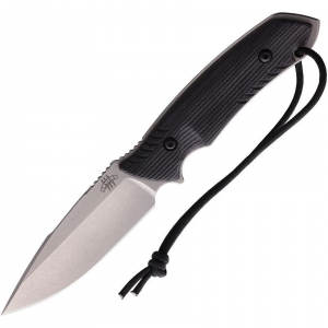 Attleboro 10124 The Attleboro Stonewashed Fixed Blade Knife Black Handles
