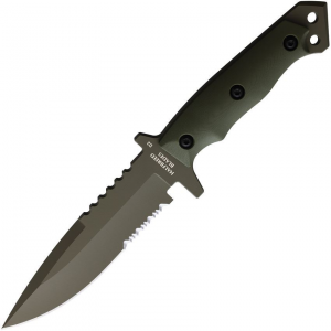 Halfbreed Blades MIK03OD Medium Infantry Serrated OD Green Fixed Blade Knife OD Green Handles