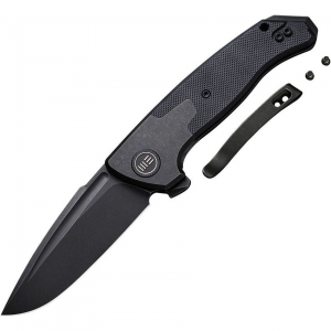 We 20078B1 Press Check Black Drop Framelock Knife Black Handles