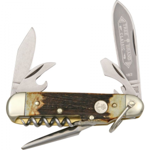 Boker 110182HH Camp Multi-Tools Knife with Stag Handle