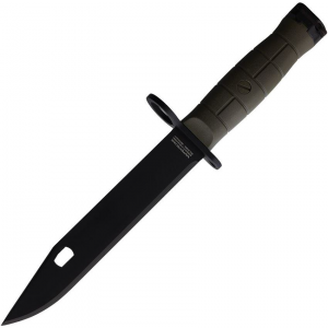 Waffentechnik B2K B2K Combat Black Fixed Blade Knife Olive Handles