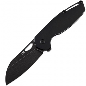 Kansept  1022A3 Model 6 Black Stonewashed Framelock Knife Black Handles
