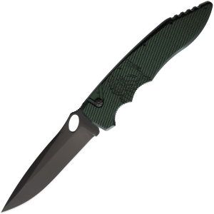 Piranha 10GT Auto Predator Tactical Black Knife Green Handles