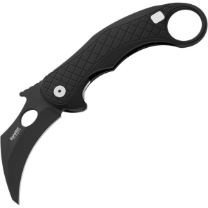 LionSTEEL LE1ABB L.E.One Chemical Black Finish Knife Black Handles