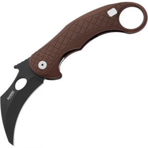 LionSTEEL LE1AEB L.E.One Chemical Black Finish Knife Brown Handles