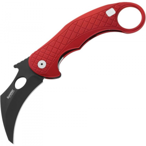 LionSTEEL LE1ARB L.E.One Chemical Black Finish Knife Red Handles