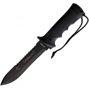 Aitor Knives 16121 Commando Gold Fixed Blade Knife Black Handles