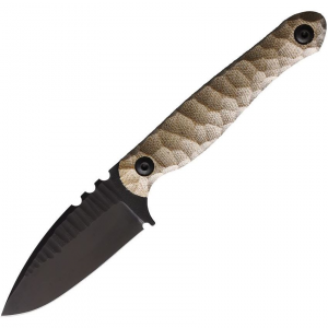 Wachtman 001MCS Eddy 2 Black Fixed Blade Knife Tan Handles