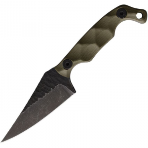 Stroup MINI1ODG10S Mini Mod 1 Black Fixed Blade Knife OD Green Handles