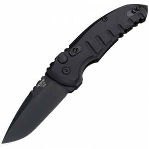 Hogue 24116 Auto A01 Microswitch Button Black Drop Point Knife Black Handles