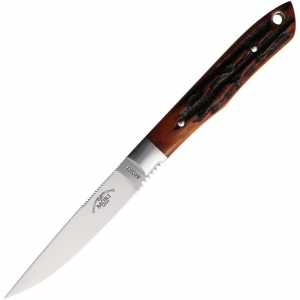 Moki 535ANZ Bird/Trout Satin Fixed Blade Knife Brown Handles