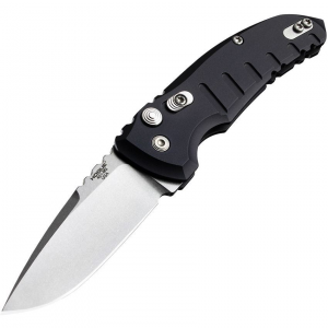 Hogue 24110 Auto A01 Microswitch Button Tumbled Drop Point Knife Black Handles