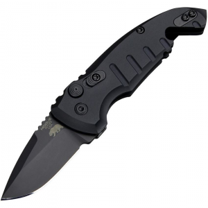 Hogue 24126 Auto A01 Microswitch Button Black Drop Point Knife Black Handles