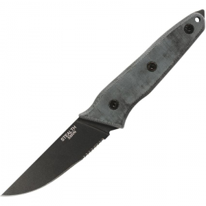 Ontario 8198 Stealth Black Fixed Blade Knife Black Handles