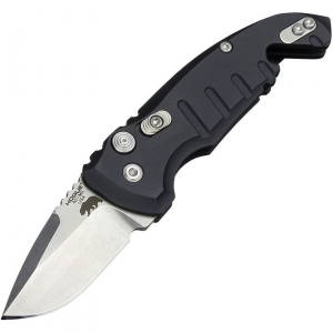 Hogue 24120 Auto A01 Microswitch Button Tumbled Drop Point Knife Black Handles