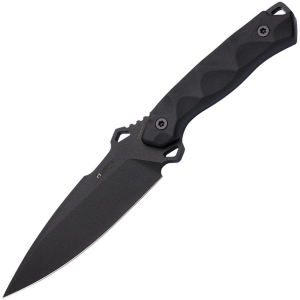 Hydra 16BL Phobos Black Fixed Blade Knife Black Handles