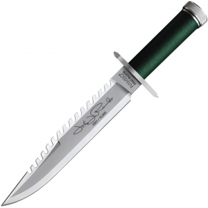 Rambo 9423 First Blood John Rambo Satin Fixed Blade Knife OD Green Handles