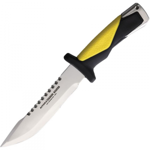 Aitor 16057 Shark Master Sawback Fixed Blade Knife Black/Yellow Handles