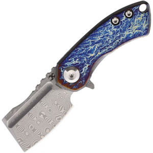 Kansept 3030D1 Mini Korvid Damascus Linerlock Knife Titanium Handles