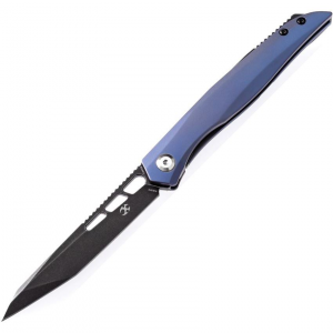 Kansept  1013T2 Lucky Star Black Stonewashed Framelock Knife Blue Handles