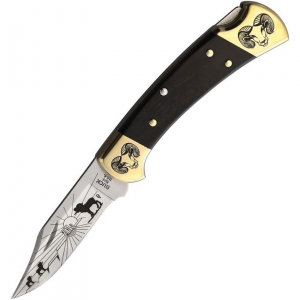 Yellowhorse Knives 378 Ram Custom Buck 112 Lockback Knife Ebony Wood Handles