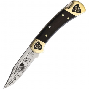 Yellowhorse 360 Buffalo Custom Buck 112 Lockback Knife Ebony Wood Handles